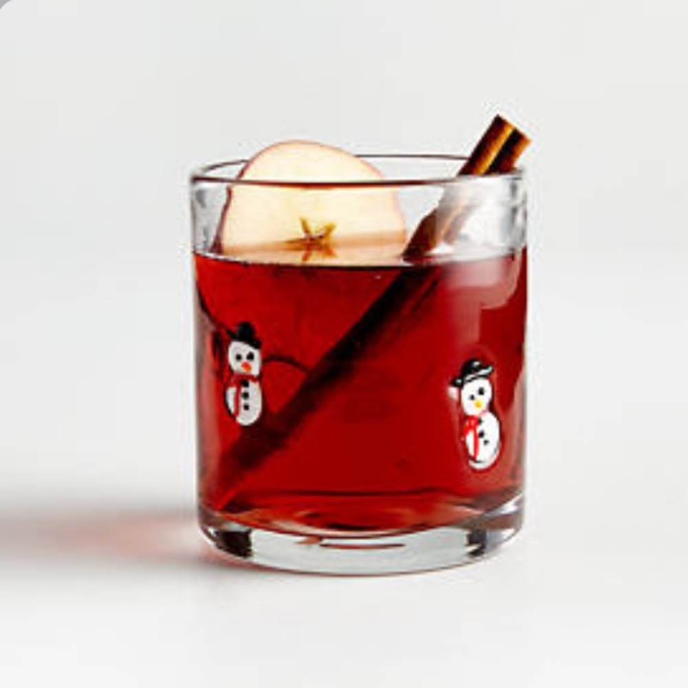 Crate&Barrel Snowman Double Old Fashioned Glass